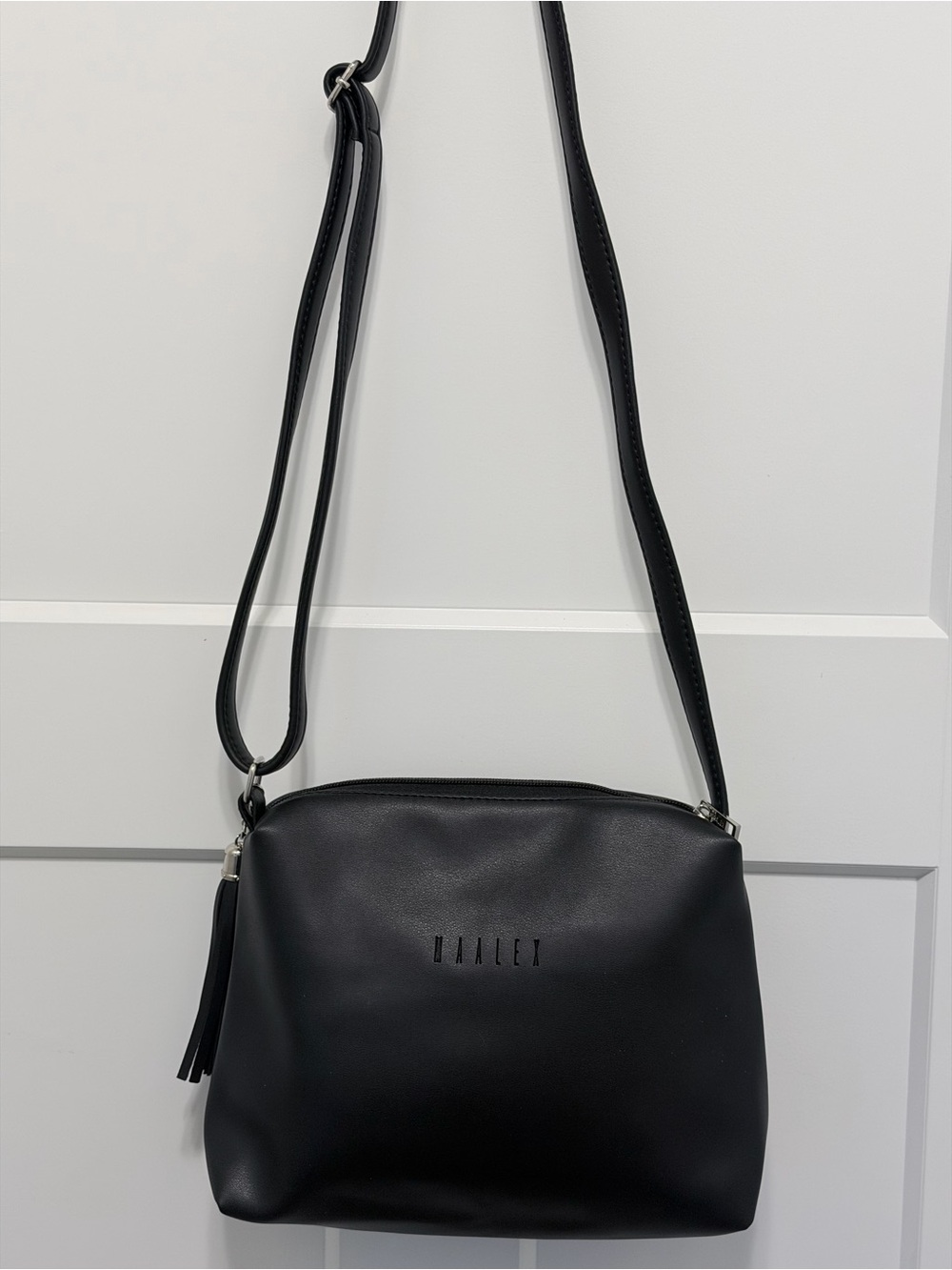 MAALEX Black Leather Crossbody Bag